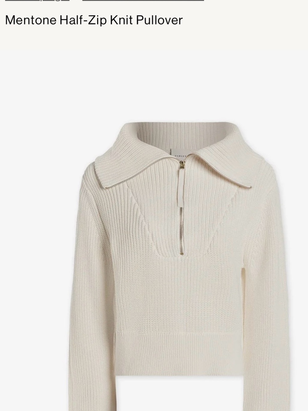 Varley Cream Half-Zip Ribbed Knit Pullover - Picture 3 of 7